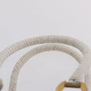 Salvatore Ferragamo Ganchei Hand Bag Rattan White Gold Auth 167833A-15