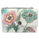 Salvatore Ferragamo Vala Chain Shoulder Bag Leather White Silver Auth 167834V-2