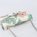 Salvatore Ferragamo Vala Chain Shoulder Bag Leather White Silver Auth 167834V-6