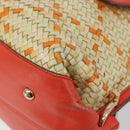 Salvatore Ferragamo Hand Bag Leather 2way Orange Gold Auth 167837A-13