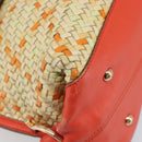 Salvatore Ferragamo Hand Bag Leather 2way Orange Gold Auth 167837A-14