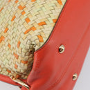 Salvatore Ferragamo Hand Bag Leather 2way Orange Gold Auth 167837A-16