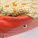 Salvatore Ferragamo Hand Bag Leather 2way Orange Gold Auth 167837A-17