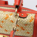 Salvatore Ferragamo Hand Bag Leather 2way Orange Gold Auth 167837A-19
