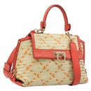 Salvatore Ferragamo Hand Bag Leather 2way Orange Gold Auth 167837A-1