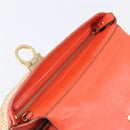 Salvatore Ferragamo Hand Bag Leather 2way Orange Gold Auth 167837A-22