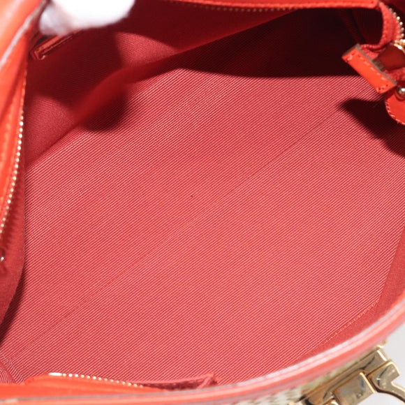 Salvatore Ferragamo Hand Bag Leather 2way Orange Gold Auth 167837A