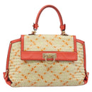 Salvatore Ferragamo Hand Bag Leather 2way Orange Gold Auth 167837A-2