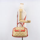 Salvatore Ferragamo Hand Bag Leather 2way Orange Gold Auth 167837A-34