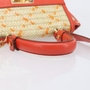 Salvatore Ferragamo Hand Bag Leather 2way Orange Gold Auth 167837A-7