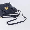 Salvatore Ferragamo Hand Bag Leather 2way Navy Gold Auth 167838A-9