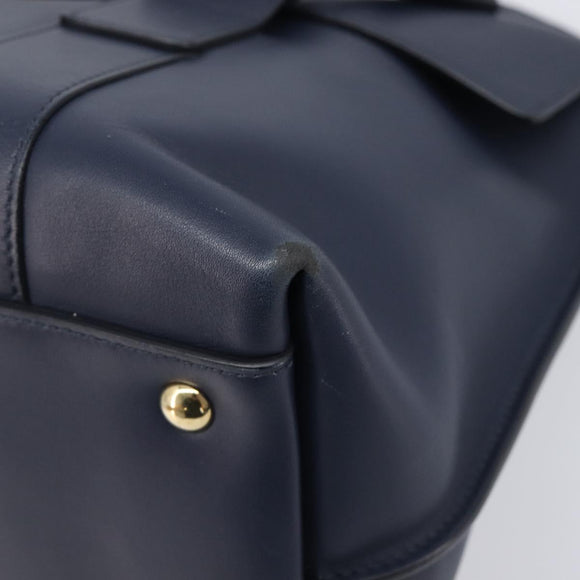 Salvatore Ferragamo Hand Bag Leather 2way Navy Gold Auth 167838A