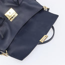 Salvatore Ferragamo Hand Bag Leather 2way Navy Gold Auth 167838A-25