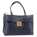 Salvatore Ferragamo Hand Bag Leather 2way Navy Gold Auth 167838A-13