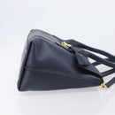 Salvatore Ferragamo Hand Bag Leather 2way Navy Gold Auth 167838A-3
