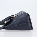 Salvatore Ferragamo Hand Bag Leather 2way Navy Gold Auth 167838A-4
