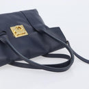 Salvatore Ferragamo Hand Bag Leather 2way Navy Gold Auth 167838A-7