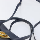 Salvatore Ferragamo Hand Bag Leather 2way Navy Gold Auth 167838A-14
