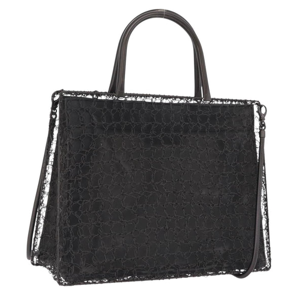 Salvatore Ferragamo Hand Bag Metal 2way Black Auth 167839V