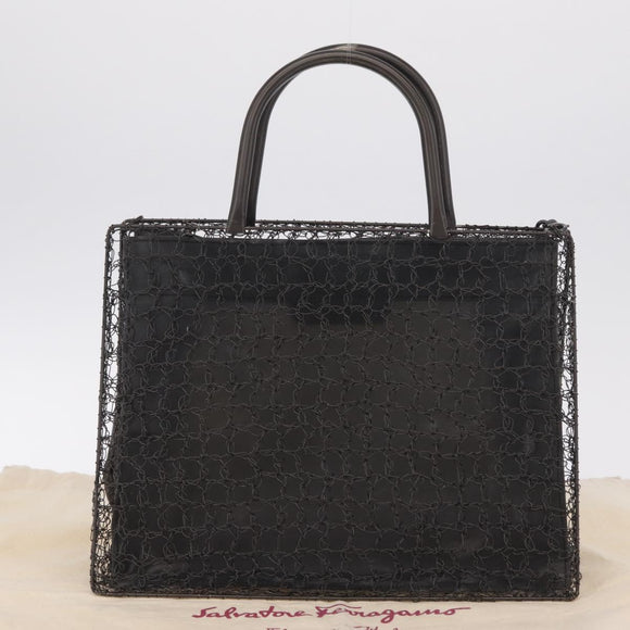 Salvatore Ferragamo Hand Bag Metal 2way Black Auth 167839V