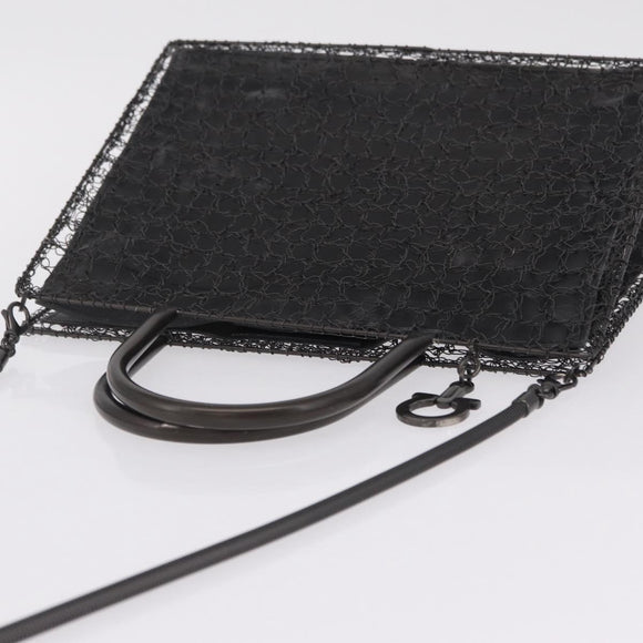 Salvatore Ferragamo Hand Bag Metal 2way Black Auth 167839V