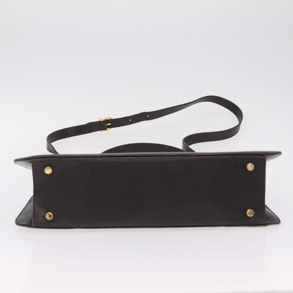 Salvatore Ferragamo Hand Bag Leather 2way Brown Gold Auth 167841V