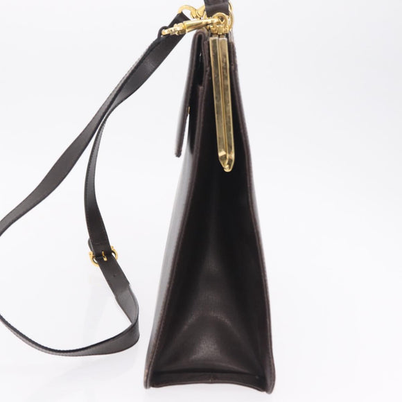 Salvatore Ferragamo Hand Bag Leather 2way Brown Gold Auth 167841V