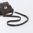 Salvatore Ferragamo Hand Bag Leather 2way Brown Gold Auth 167842A-9