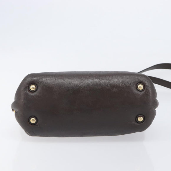 Salvatore Ferragamo Hand Bag Leather 2way Brown Gold Auth 167842A