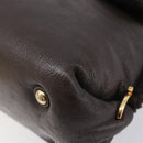 Salvatore Ferragamo Hand Bag Leather 2way Brown Gold Auth 167842A-17