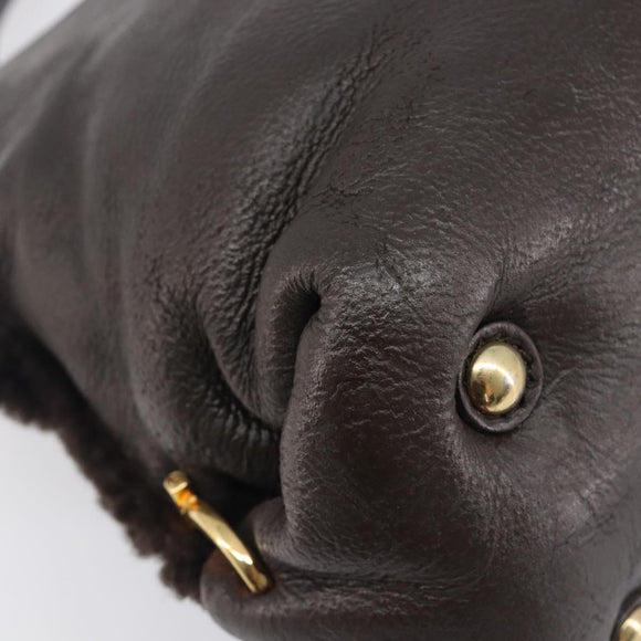 Salvatore Ferragamo Hand Bag Leather 2way Brown Gold Auth 167842A