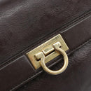 Salvatore Ferragamo Hand Bag Leather 2way Brown Gold Auth 167842A-24
