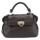 Salvatore Ferragamo Hand Bag Leather 2way Brown Gold Auth 167842A-13
