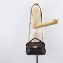 Salvatore Ferragamo Hand Bag Leather 2way Brown Gold Auth 167842A-31