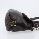 Salvatore Ferragamo Hand Bag Leather 2way Brown Gold Auth 167842A-4