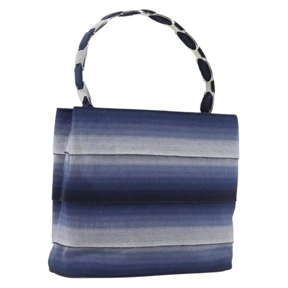 Salvatore Ferragamo Vala Hand Bag Canvas Blue Silver Auth 167843A