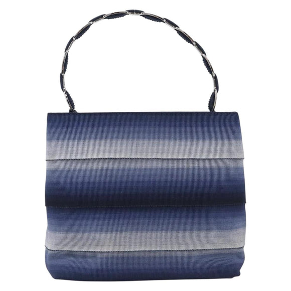 Salvatore Ferragamo Vala Hand Bag Canvas Blue Silver Auth 167843A