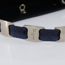 Salvatore Ferragamo Vala Hand Bag Canvas Blue Silver Auth 167843A-8