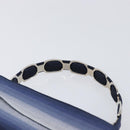 Salvatore Ferragamo Vala Hand Bag Canvas Blue Silver Auth 167843A-9