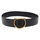 Salvatore Ferragamo Gancini Belt Leather 34.6"" Black Gold Auth 167844A-1