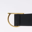 Salvatore Ferragamo Gancini Belt Leather 34.6"" Black Gold Auth 167844A-6