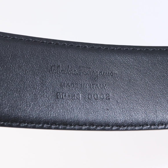 Salvatore Ferragamo Gancini Belt Leather 34.6"" Black Gold Auth 167844A