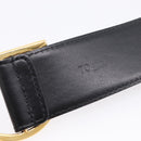Salvatore Ferragamo Gancini Belt Leather 34.6"" Black Gold Auth 167844A-7