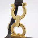 Salvatore Ferragamo Gancini Shoulder Bag Leather Brown Gold Auth 167846-21