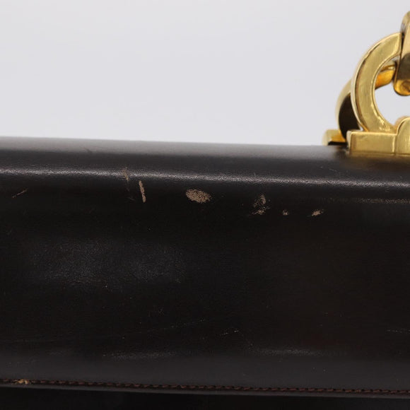 Salvatore Ferragamo Gancini Shoulder Bag Leather Brown Gold Auth 167846