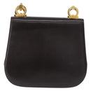 Salvatore Ferragamo Gancini Shoulder Bag Leather Brown Gold Auth 167846-3