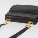 Salvatore Ferragamo Gancini Shoulder Bag Leather Brown Gold Auth 167846-14