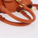 Miu Miu Hand Bag Leather 2way Orange Gold Auth 167849A-9