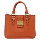 Miu Miu Hand Bag Leather 2way Orange Gold Auth 167849A-2