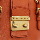 Miu Miu Hand Bag Leather 2way Orange Gold Auth 167849A-25